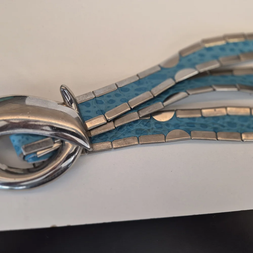 Vintage Silver and Turquoise Women's Belt - Picture 4 of 7